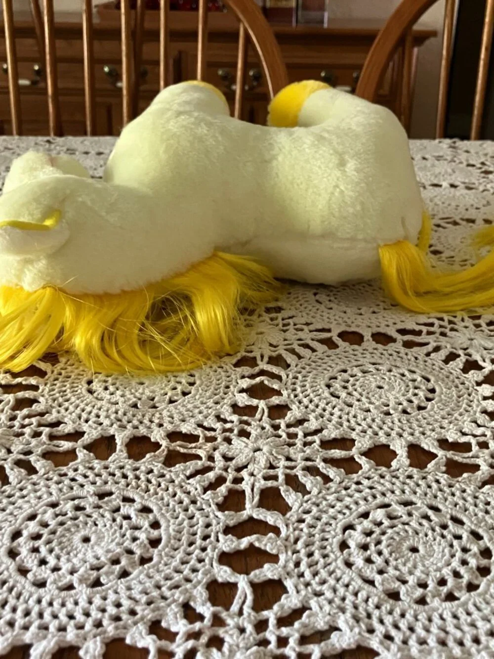 Vintage 1983 Animal Toy Imports 10” Plush Yellow Pony Horse